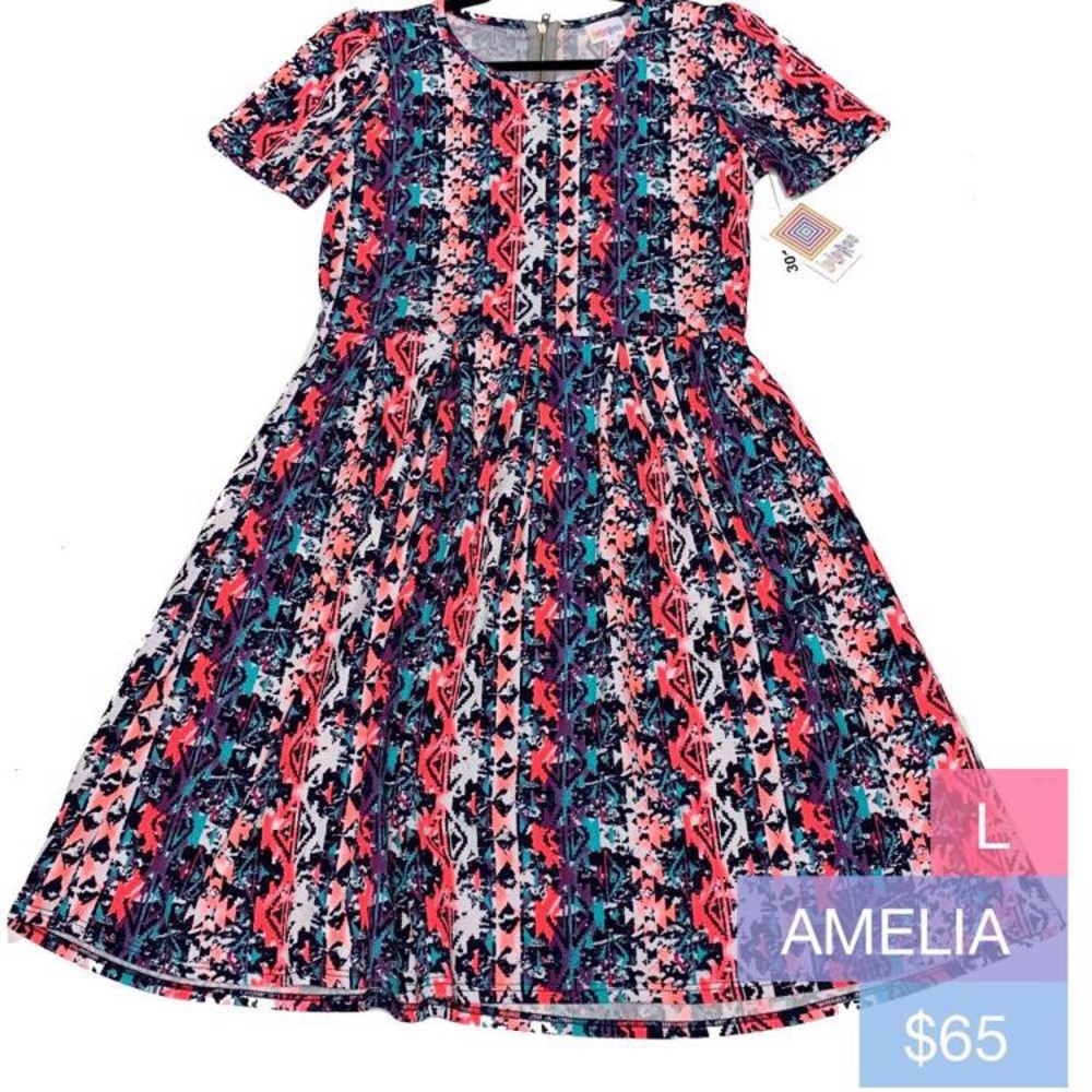 LuLaRoe Amelia Dress Neon Fun Large